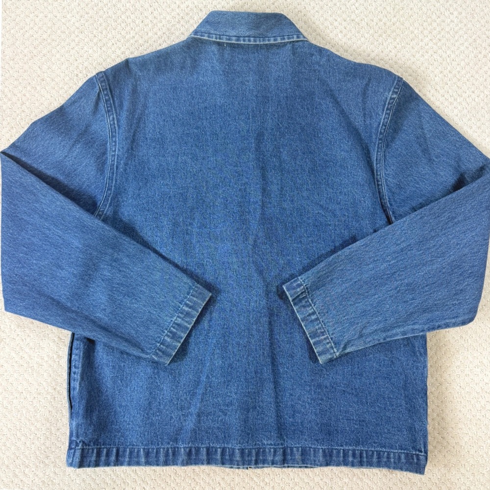 Floral Denim Chore Jacket VTG Tantrums Women SM Cottage Grandma Artsy Shacket - Picture 8 of 11